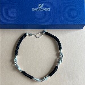 Swarovski Black Rope and Crystal Women's Necklace